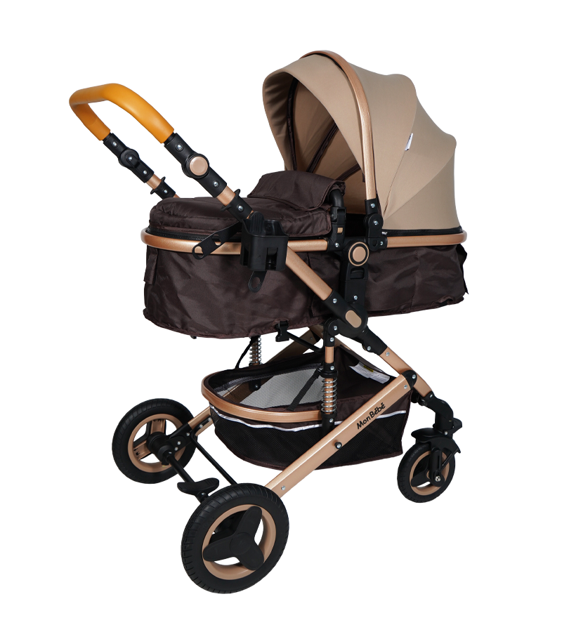 POUSSETTE URBAN TENDANCE RÉVERSIBLE AVEC MAXI COSI ET SAC À LANGER BEIGE – MON BÉBÉ – Image 3