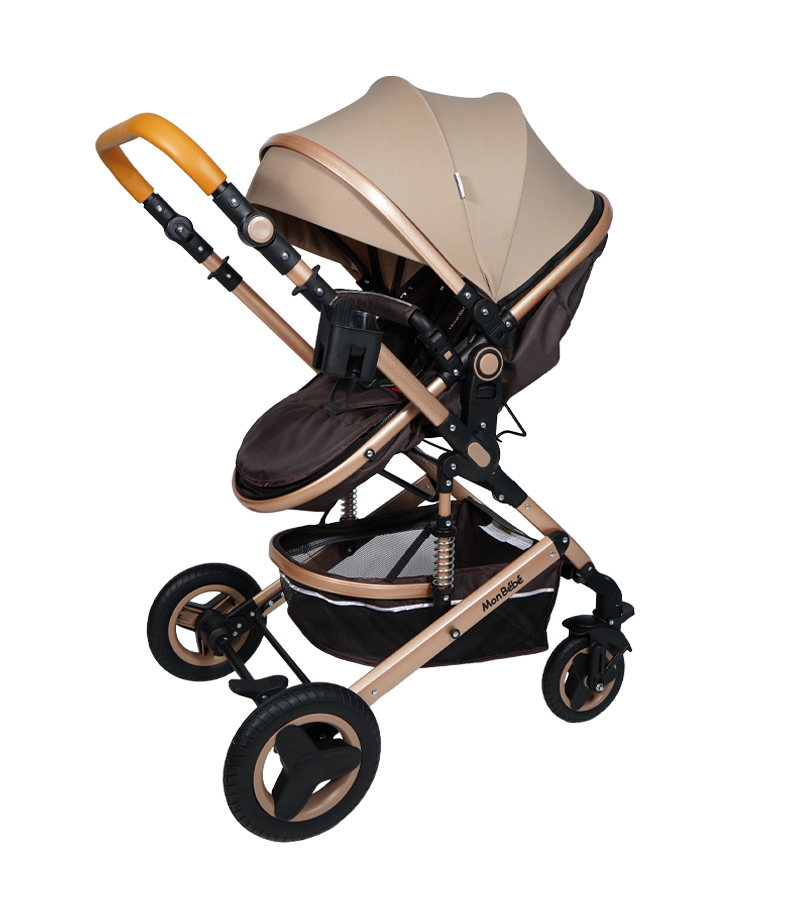 POUSSETTE URBAN TENDANCE RÉVERSIBLE AVEC MAXI COSI ET SAC À LANGER BEIGE – MON BÉBÉ – Image 6