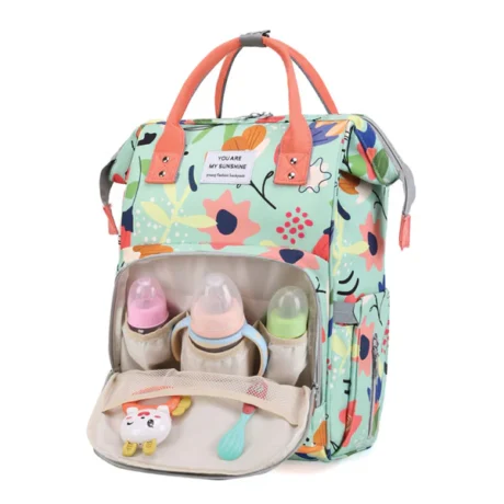Sac à dos à langer pour bébé – Motif floral coloré